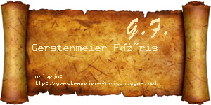 Gerstenmeier Fóris névjegykártya
